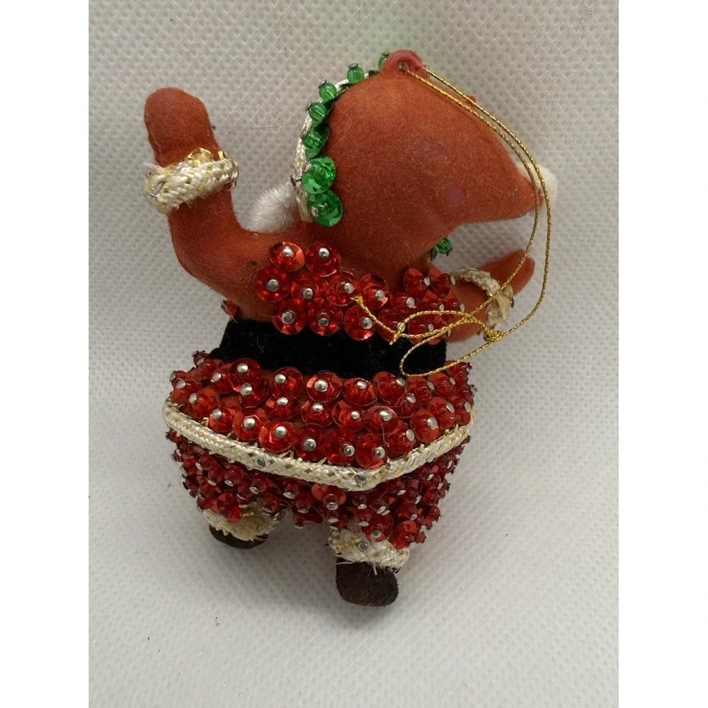 Vintage Walco Santa Flocked Beaded 3
